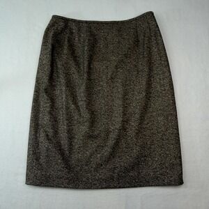 Vtg Tahari Women's Skirt 14 Wool Silk Blend Business Office New Brown